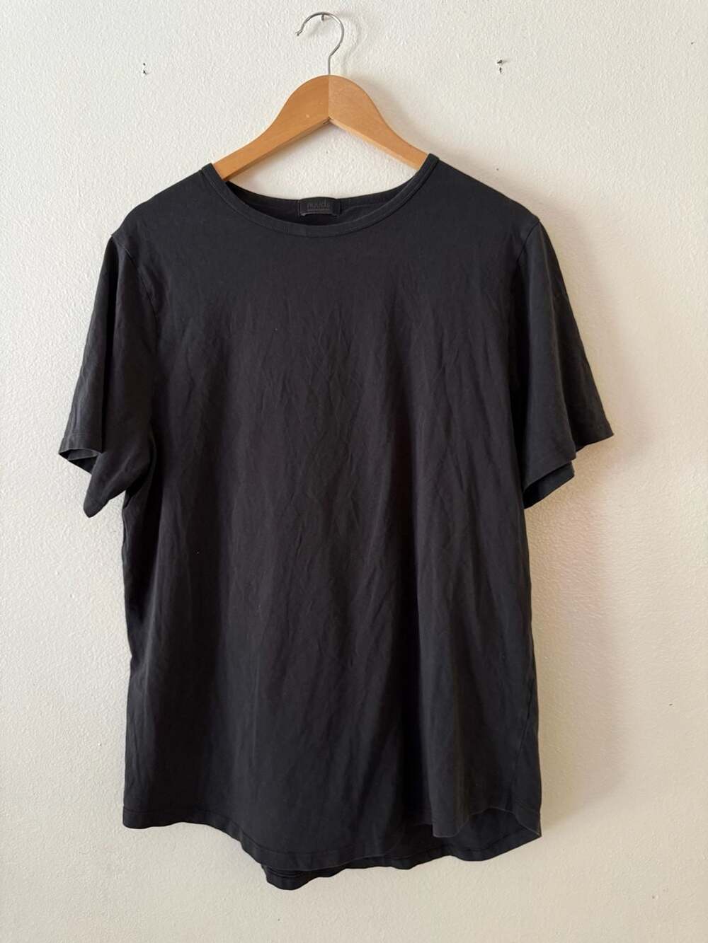 Nuuds Mens The Classic Curve Hem Crew Neck T-Shirt Black XL